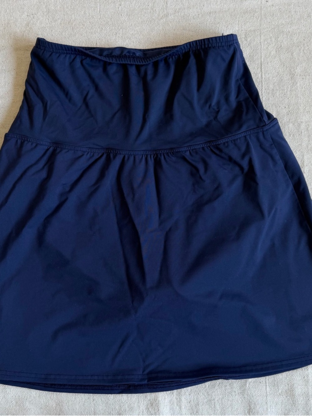 Lands' End Navy Swim Skirt Skort 6P Petite Built-in Brief Modest Bottom Flowy